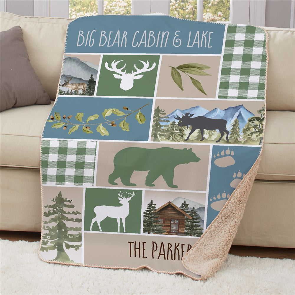 Personalized Watercolor scenes and animals Sherpa Blanket