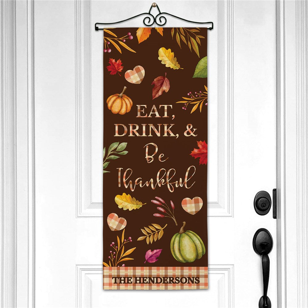 Personalized Eat Drink & Be Thankful Wall Hanging