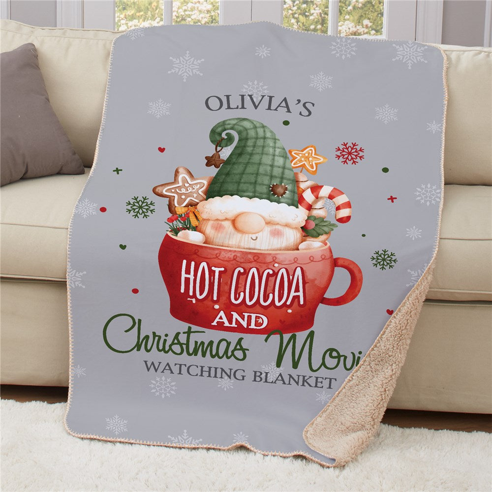 Personalized Cocoa Mug Gnome 37" x 57" Sherpa Blanket