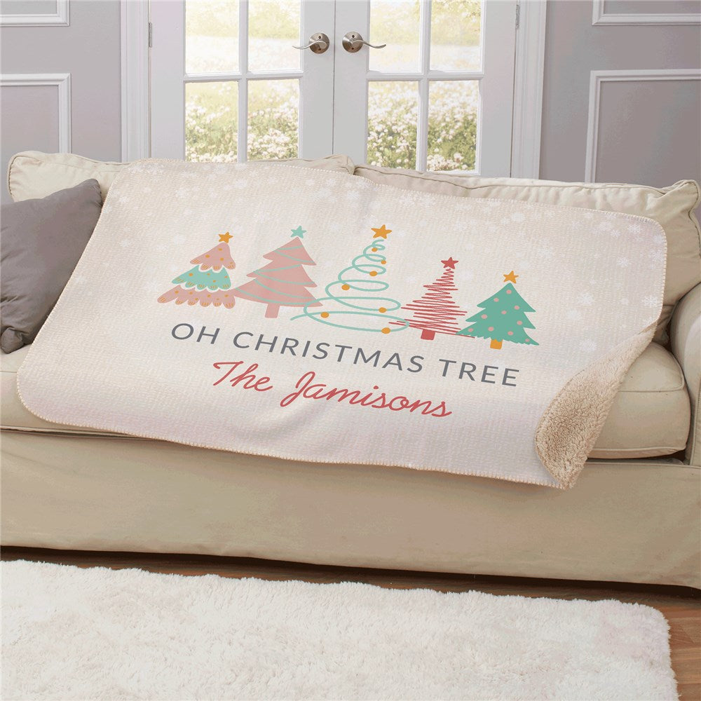 Personalized Pastel Christmas Trees Oh Christmas Tree 37" x 57" Sherpa Throw