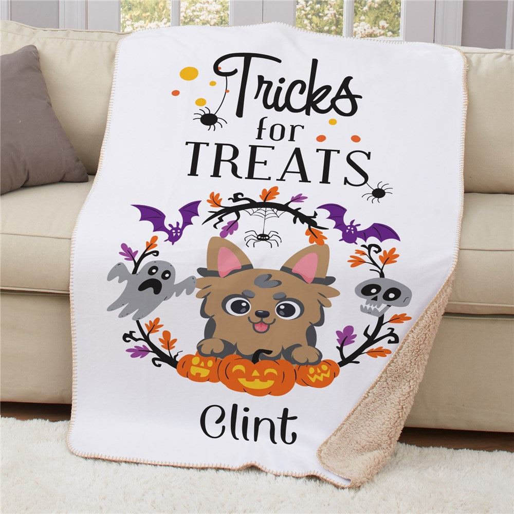 Personalized Tricks for Treats Pet Breeds 37" x 57" Sherpa Throw