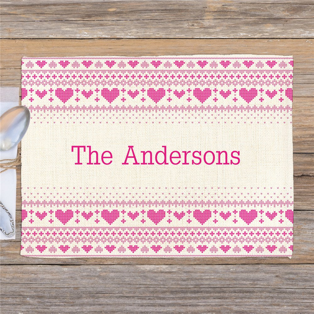 Personalized Valentine Sweater Pattern Placemat