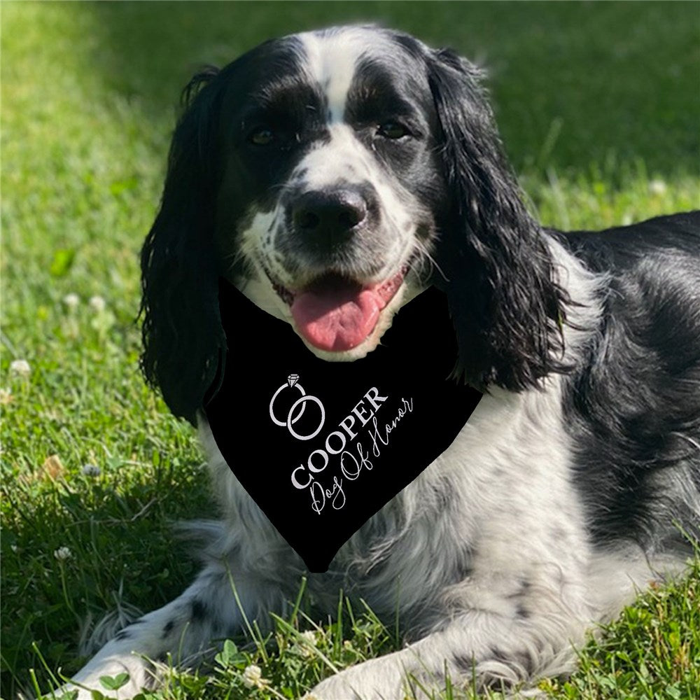 Personalized Wedding Ring Set with name and Title Dog Bandana