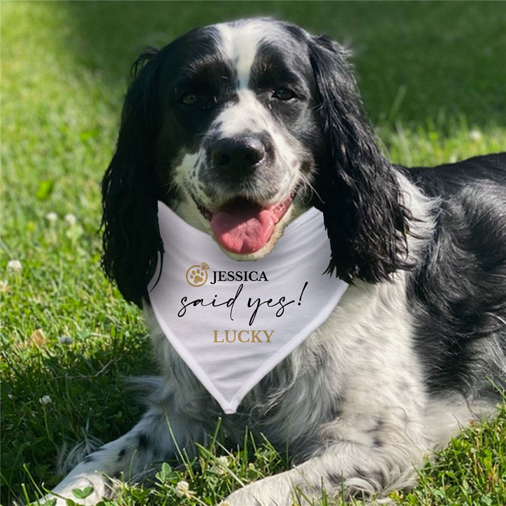 Personalized Paw in Ring Said Yes! Dog Bandana