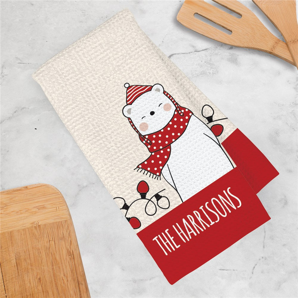Personalized Simple Red and Black Christmas Waffle Weave Towel