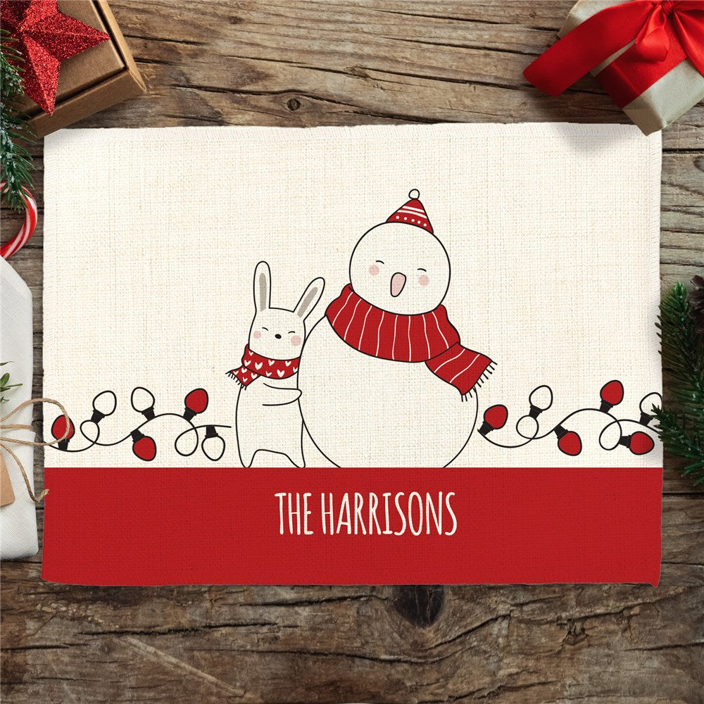Personalized Simple Red and Black Christmas Placemat