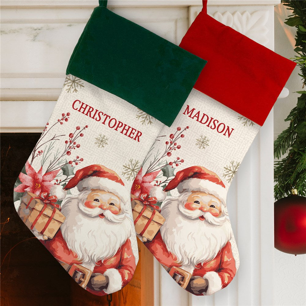 Personalized Watercolor Vintage Christmas Stocking