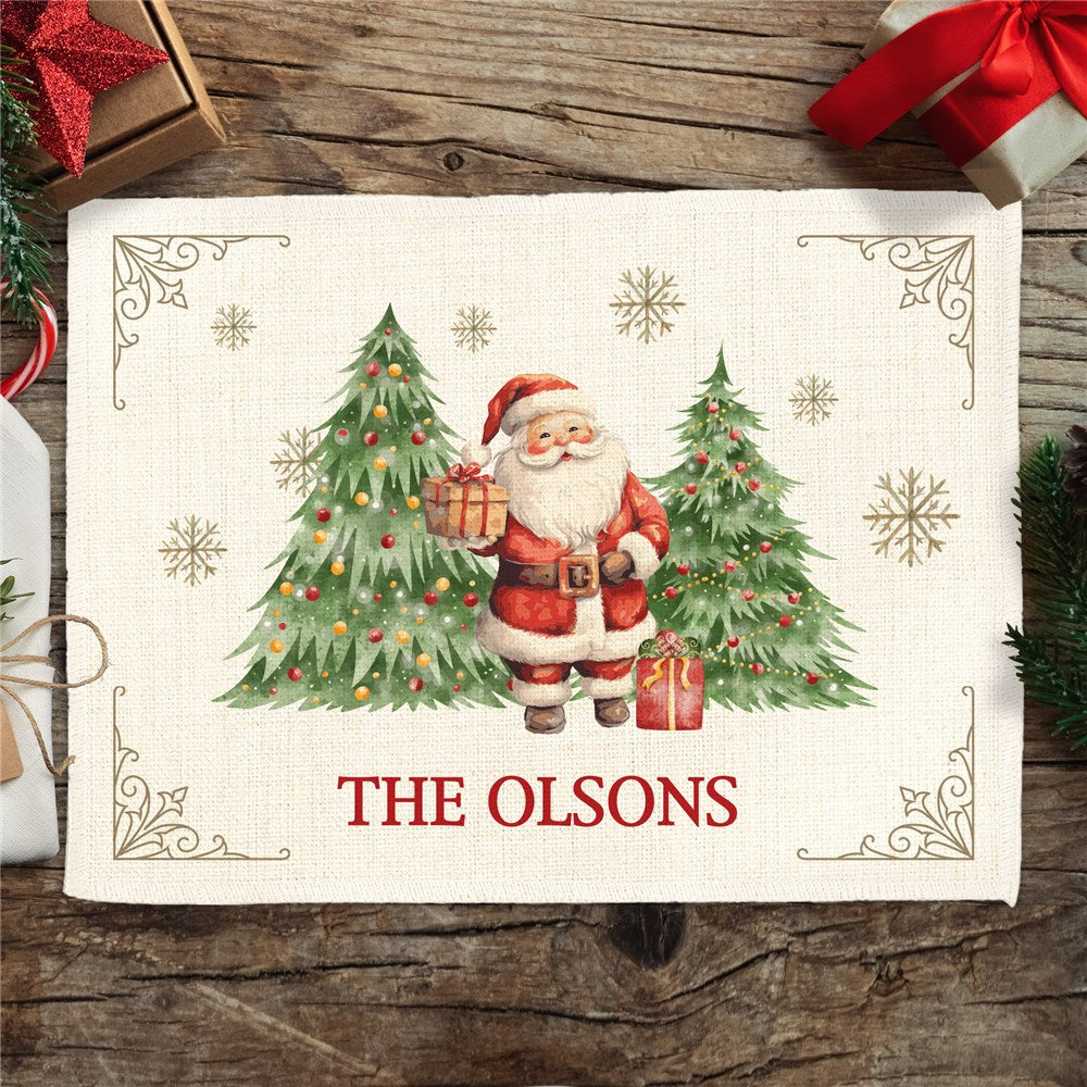 Personalized Watercolor Vintage Christmas Placemat