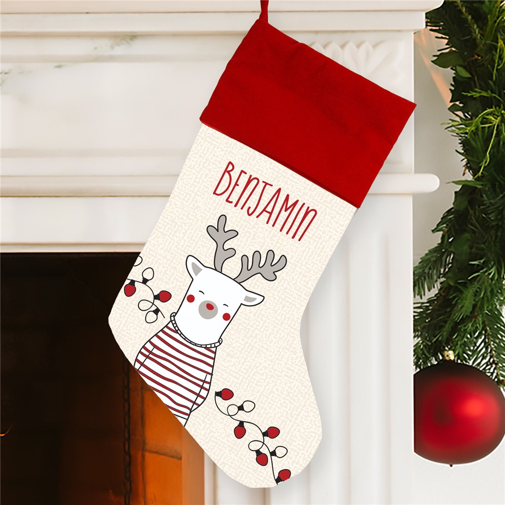Personalized Simple Red and Black Christmas Stocking Red Cuff