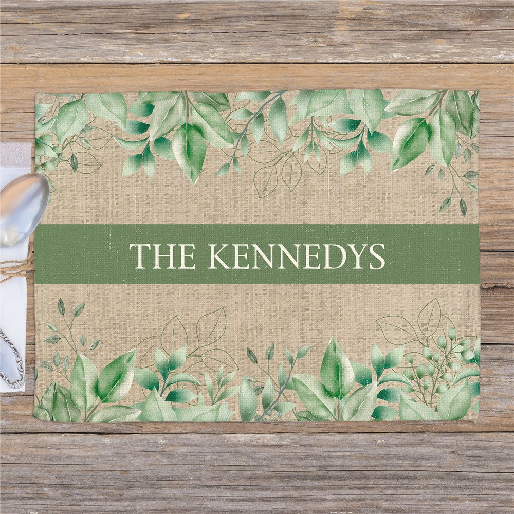 Personalized General Green Foliage with Family Name Placemat