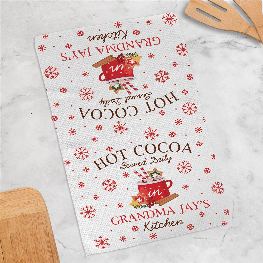 Personalized Hot Cocoa Served Daily Waffle Weave Towel