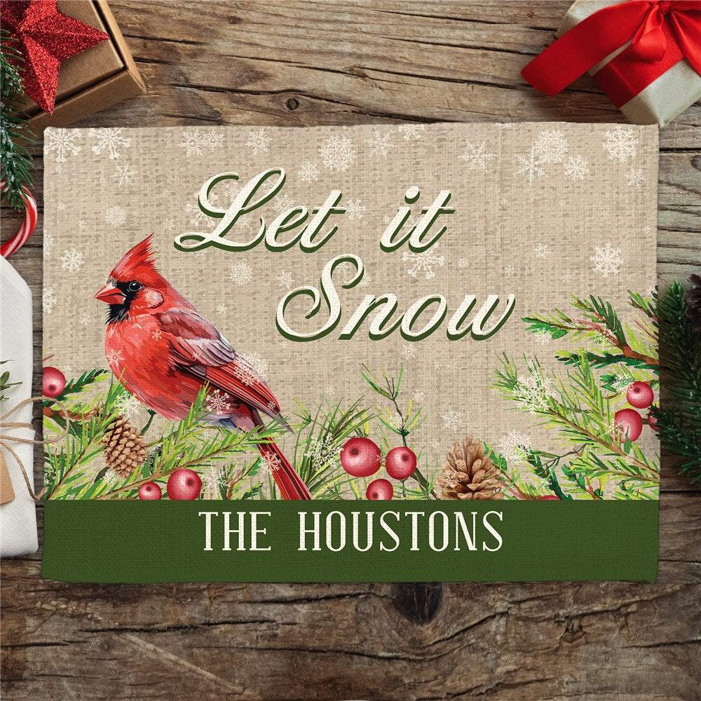 Personalized Let It Snow Cardinal with Family Name Placemat