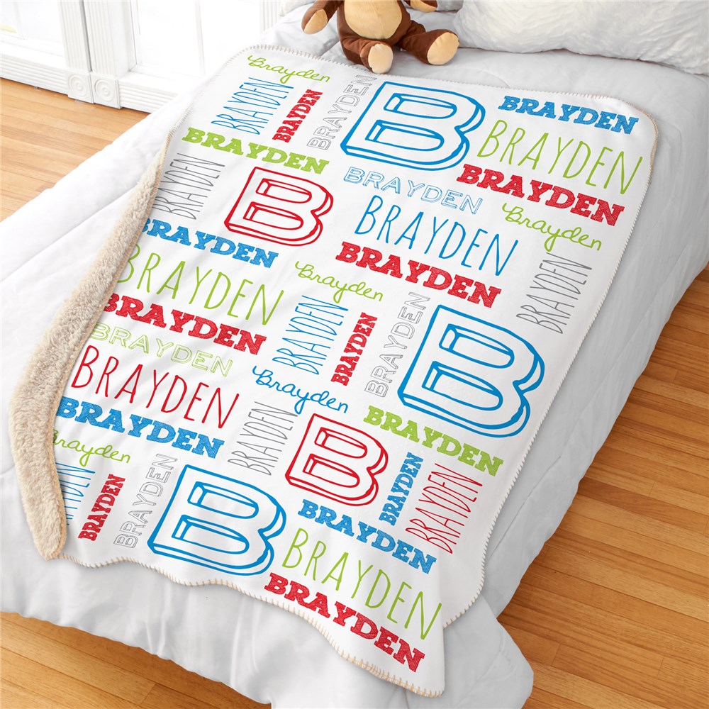 Personalized Kid's Name Sherpa Blanket