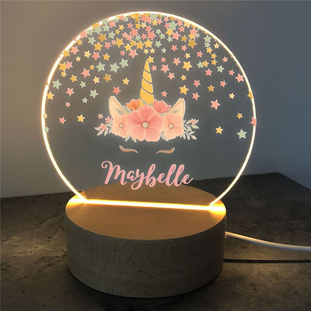 Personalized Unicorn Princess Round LED Sign