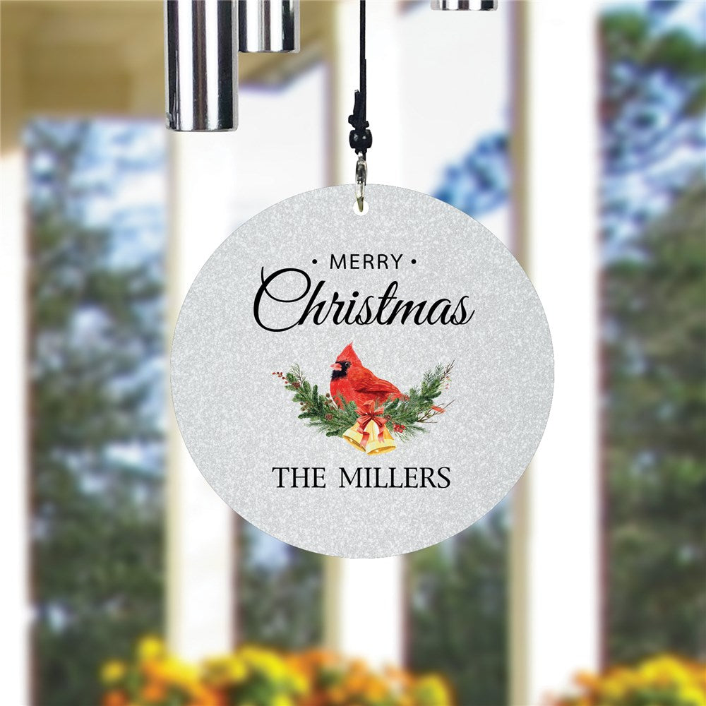 Personalized Merry Christmas Cardinal Wind Chime