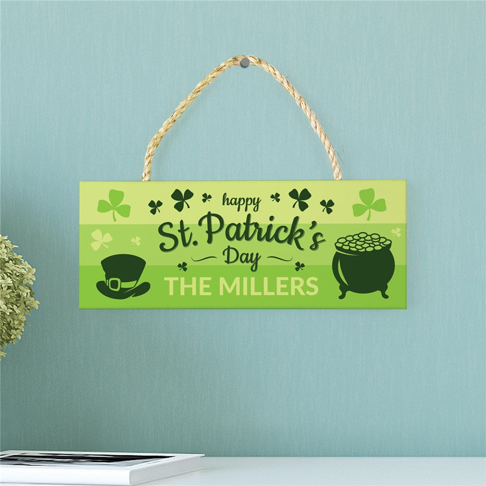 Personalized Happy St. Patrick's Day Rope Hanging Sign