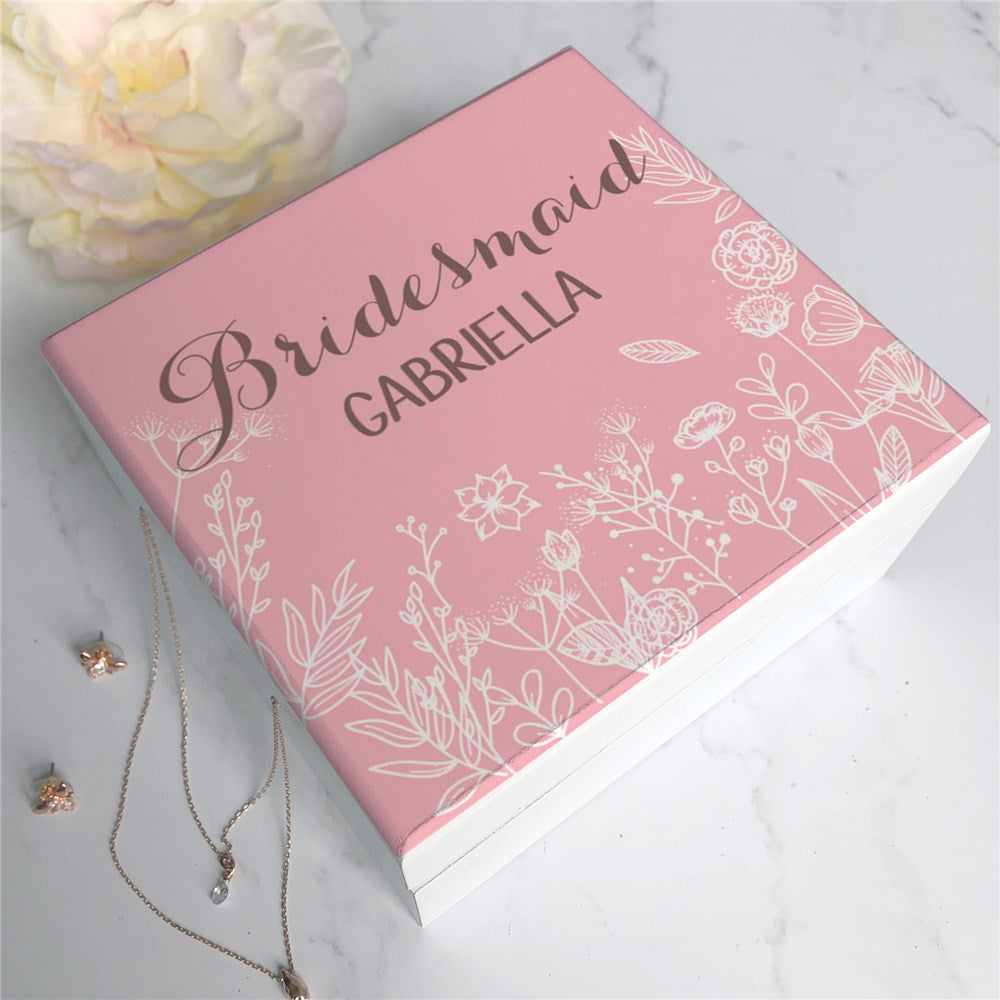 Personalized Floral Garden Bridal Party Jewelry Box