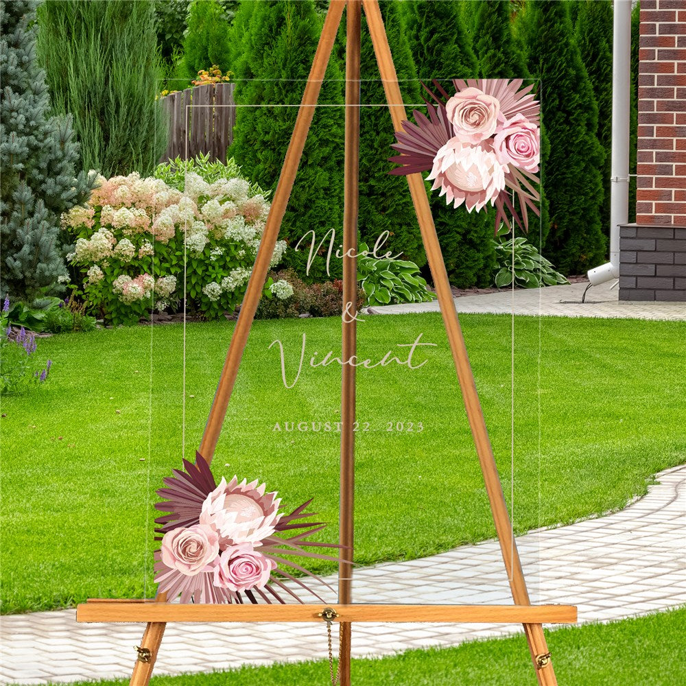 Personalized Boho Florals Acrylic Sign