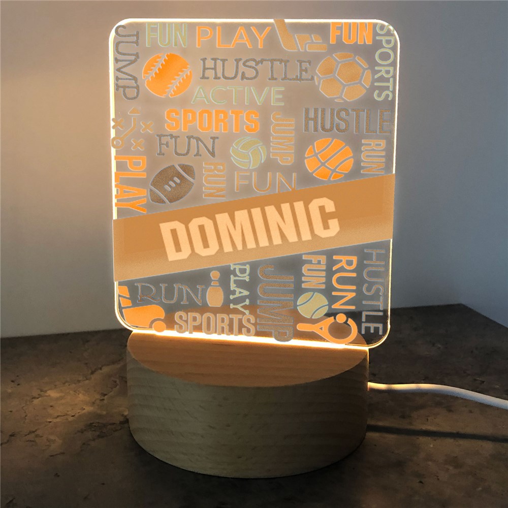 Personalized Sports Static Word Art Square Light Up Sign