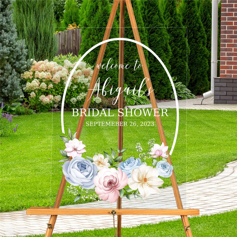 Personalized Pink, Blue & White Bouquet Acrylic Sign