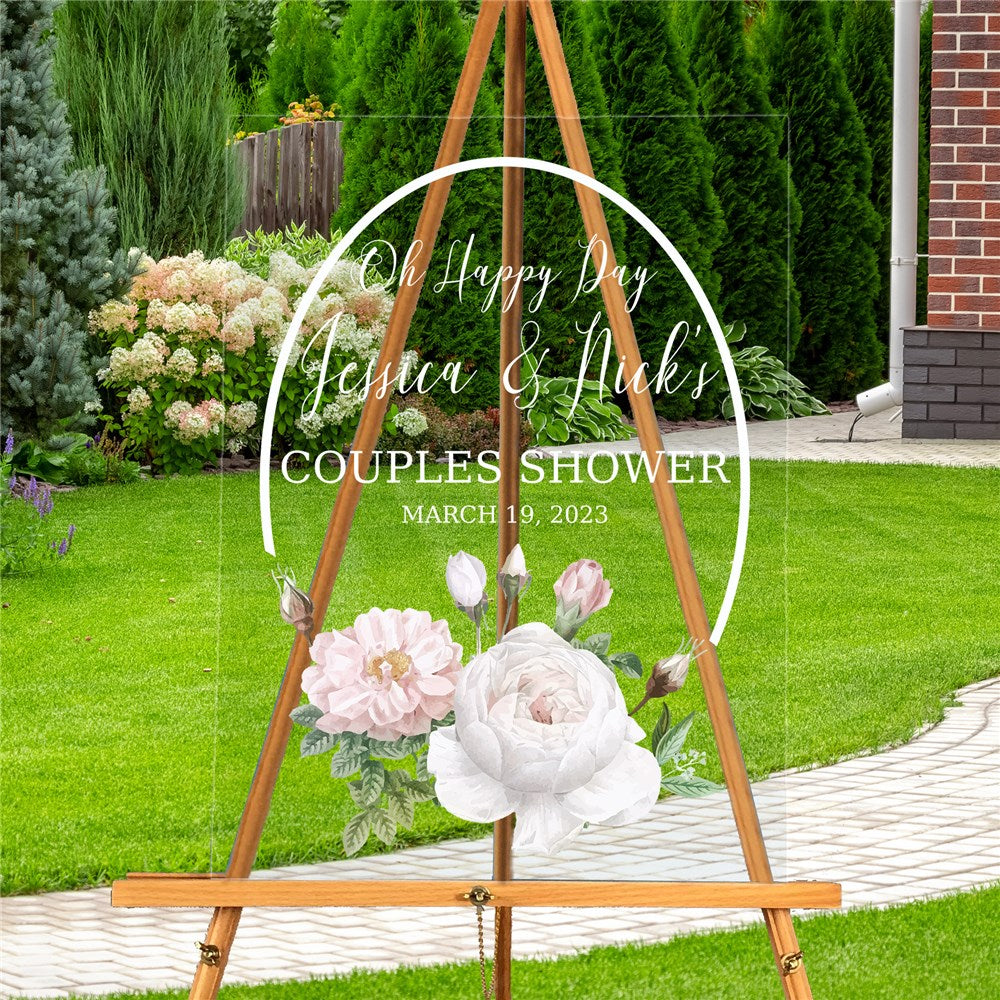 Personalized Floral Design Acrylic Sign