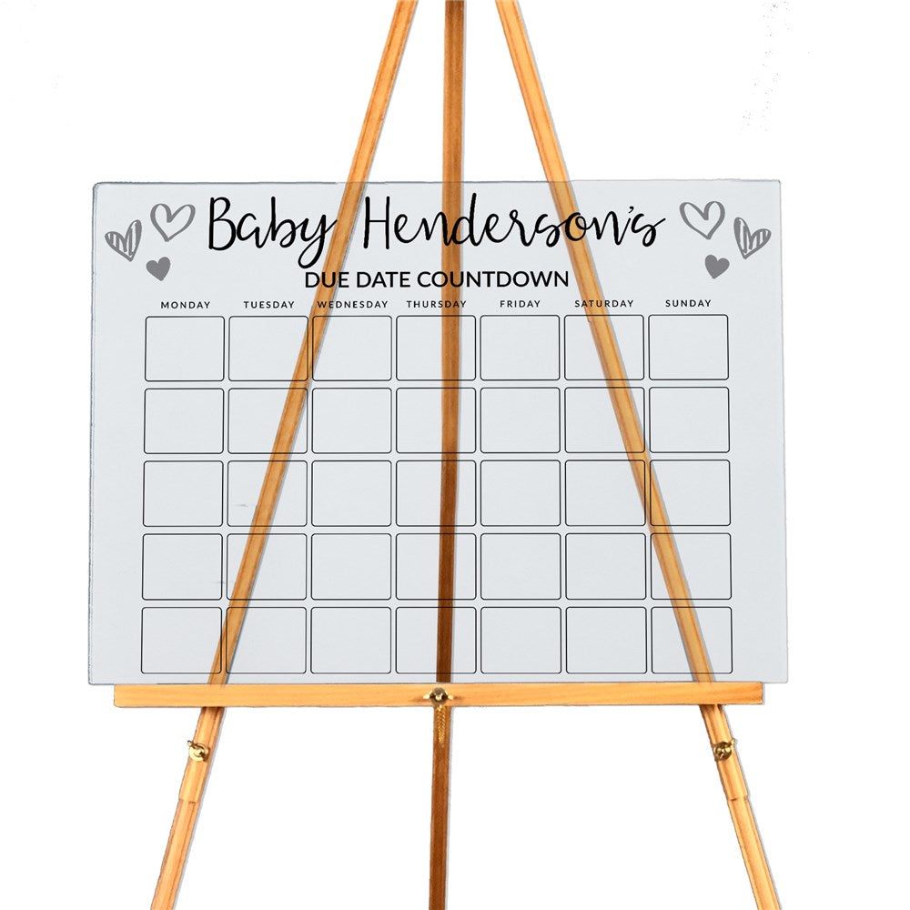 Personalized Hand Drawn Hearts Calendar Acrylic Sign
