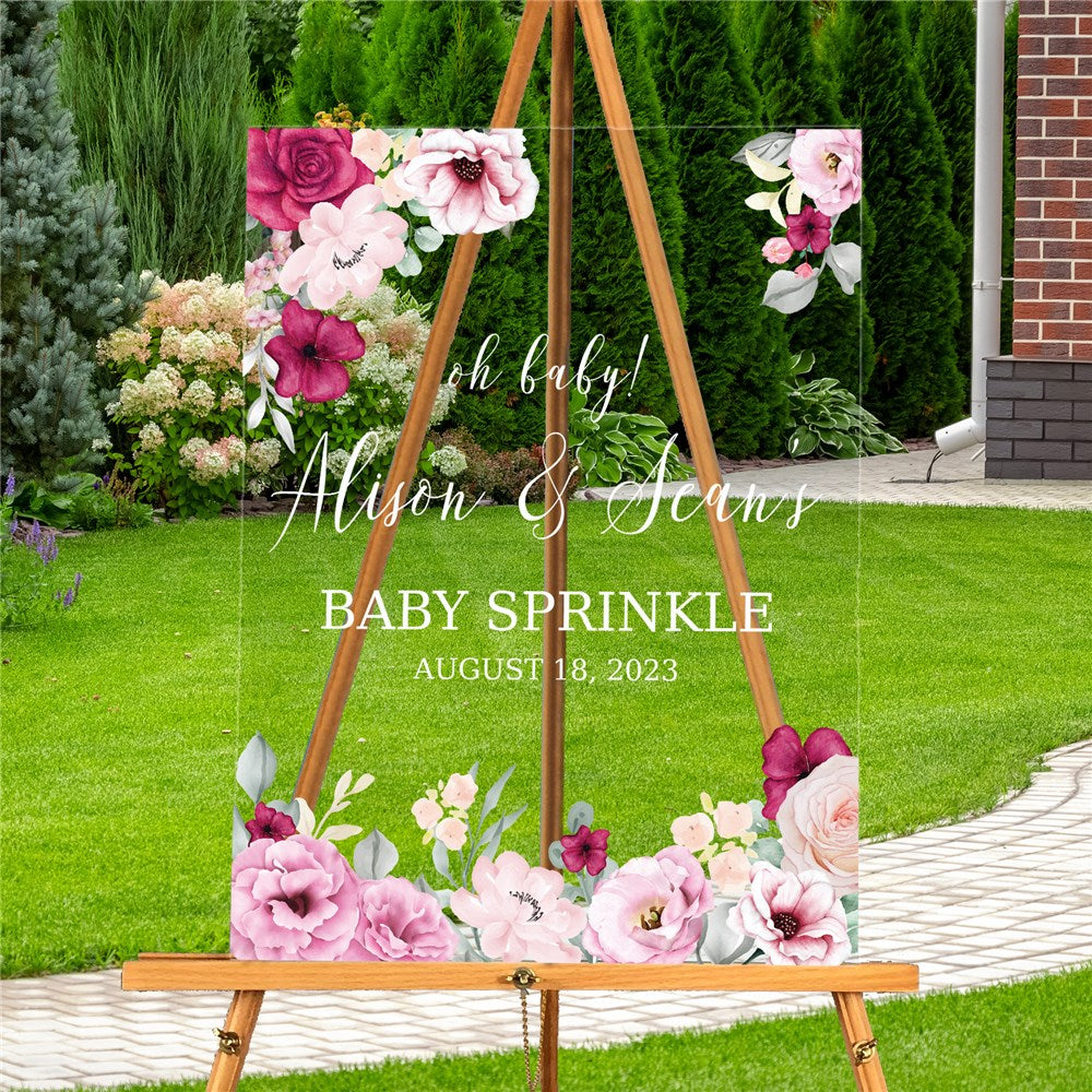 Floral Edges with Custom Text Acrylic Sign