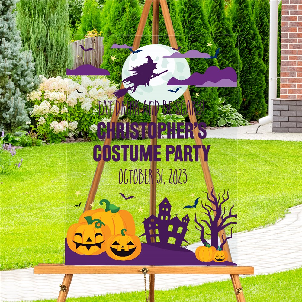 Personalized Haunted House Scene Acrylic Sign