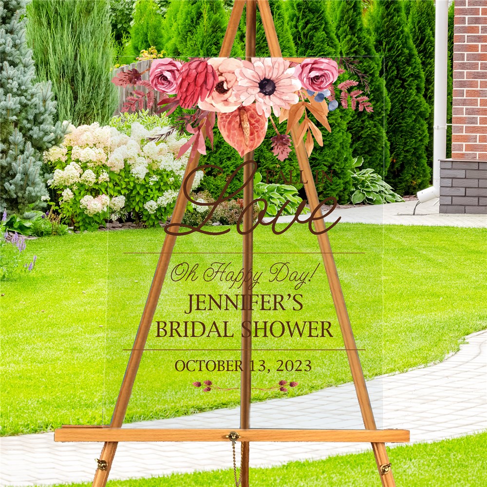 Personalized Fall Floral Fall in Love Acrylic Sign