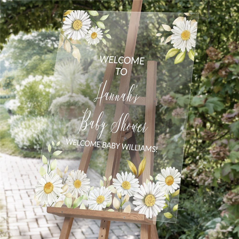 Personalized Daisies with Leaves Acrylic Sign