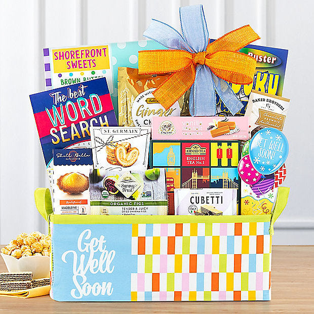 Get Well Soon Gift Basket – Comforting Tea, Cookies & Puzzle Care Package