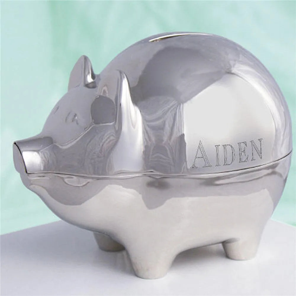 name Silver Piggy Bank-Sunny Jar Personalized Gifts