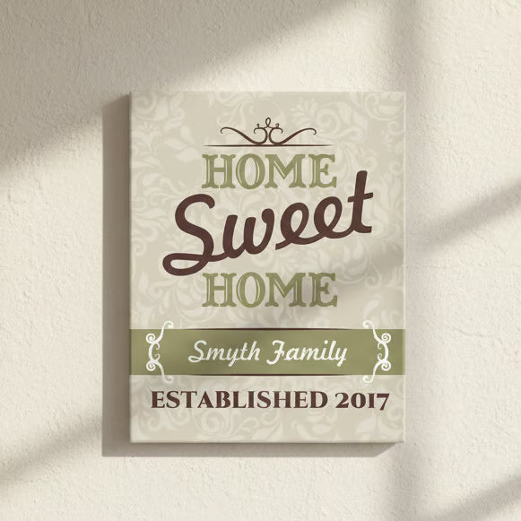 Personalized Home Sweet Home Wall Canvas – Custom Family Name Sign