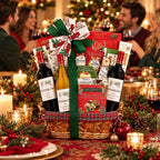 People celebrating with the Vintner's Path Trio Holiday Wine Gift Basket