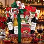 Vintner's Path Trio Holiday Wine Gift Basket with three California wines and gourmet treats