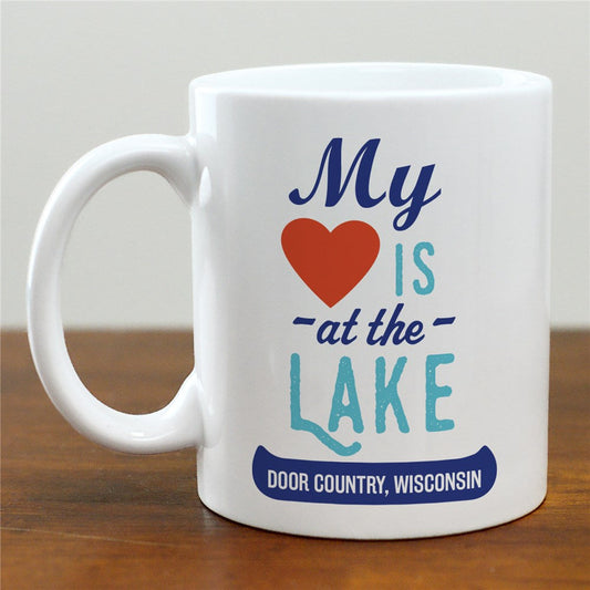 Personalized My Heart Is At The Lake Mug - Sunny Jar Personalized™