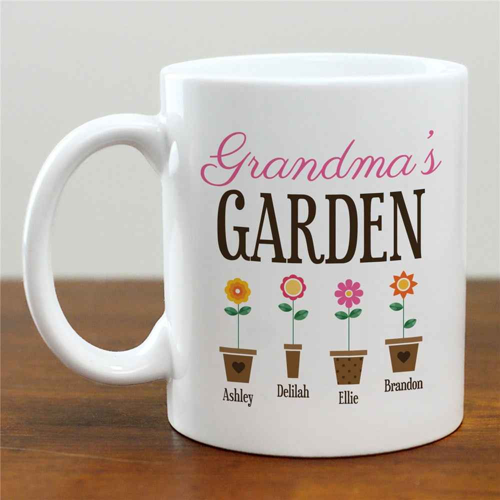 Personalized Grandma's Garden Flower Pots Mug - Sunny Jar Personalized™