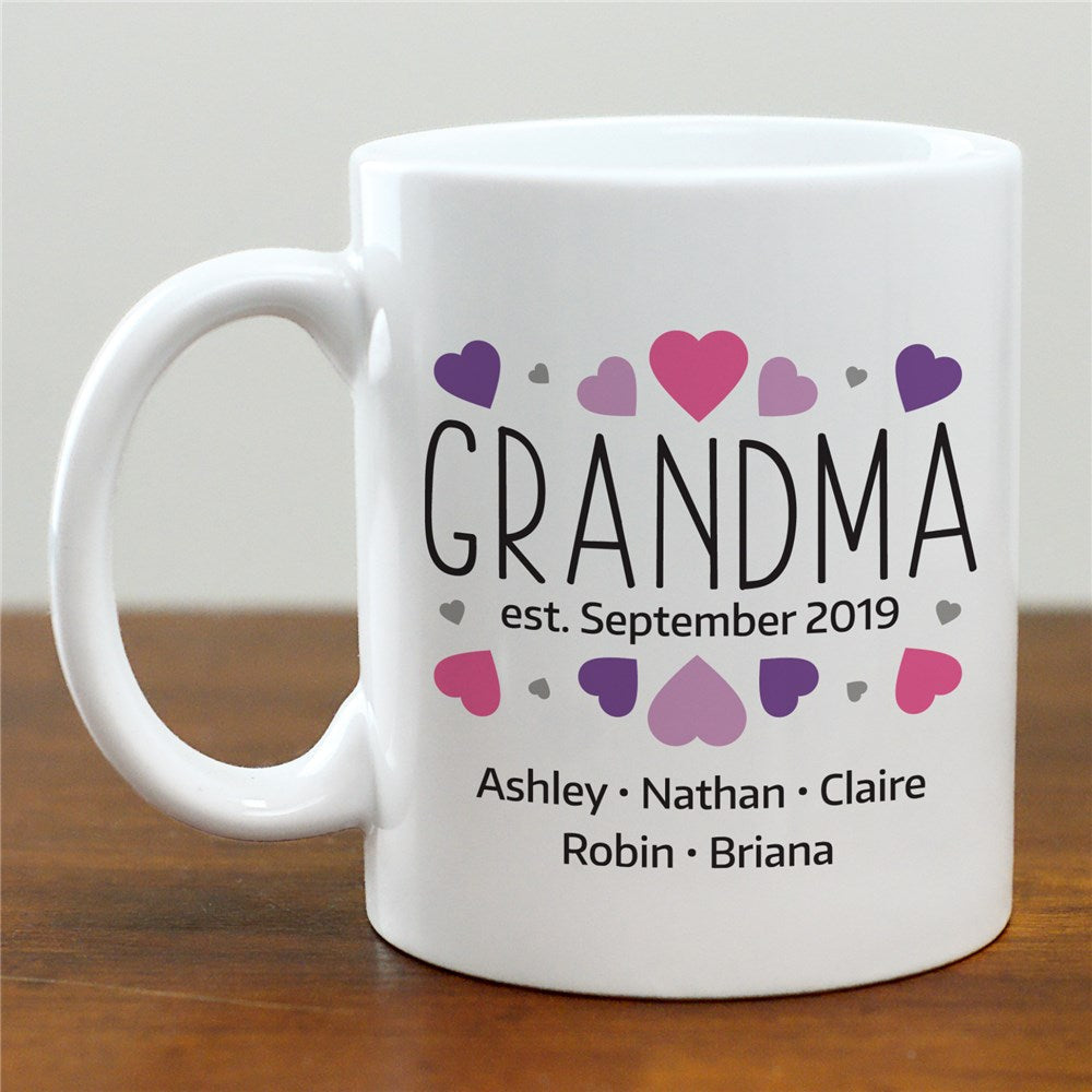 Personalized Grandma Hearts Mug - Sunny Jar Personalized™