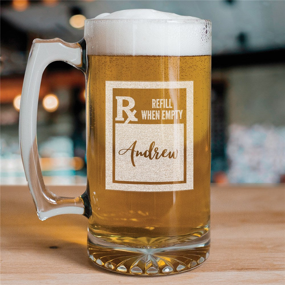 Engraved Prescription Rx Beer Mug - Sunny Jar Personalized™