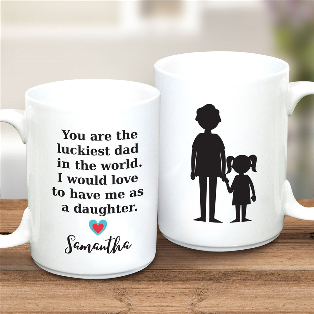 Personalized Luckiest Dad 15 oz Coffee Mug - Sunny Jar Personalized™