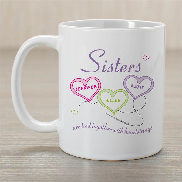 Sisters Heartstrings Personalized Coffee Mug - Sunny Jar Personalized™