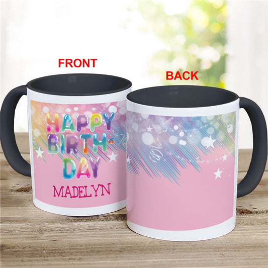 Personalized Colorful Happy Birthday Bubble Letters Coffee Mug - Sunny Jar Personalized™