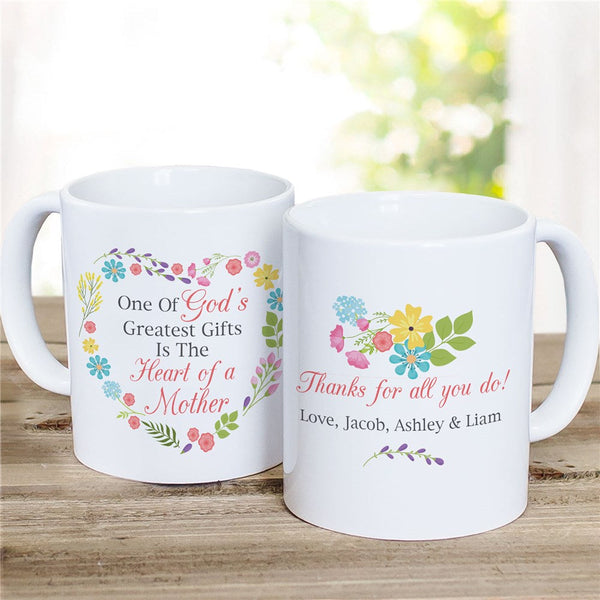 Personalized Heart of a Mother Floral Mug - Sunny Jar Personalized™