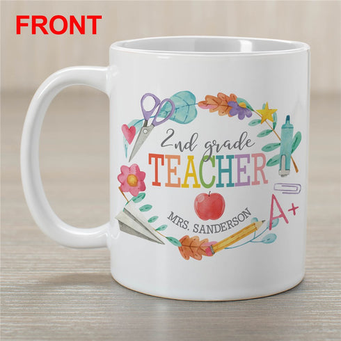 Personalized Watercolor School Wreath Coffee Mug - Sunny Jar Personalized™