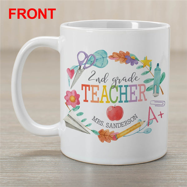 Personalized Watercolor School Wreath Coffee Mug - Sunny Jar Personalized™