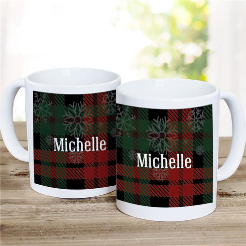 Personalized Snowflakes Plaid Coffee Mug - Sunny Jar Personalized™