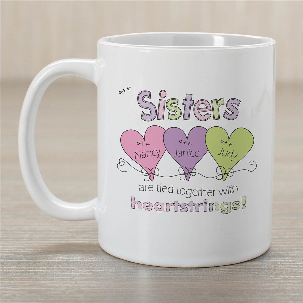 Sisters Mug - Heart Strings design - Sunny Jar Personalized™