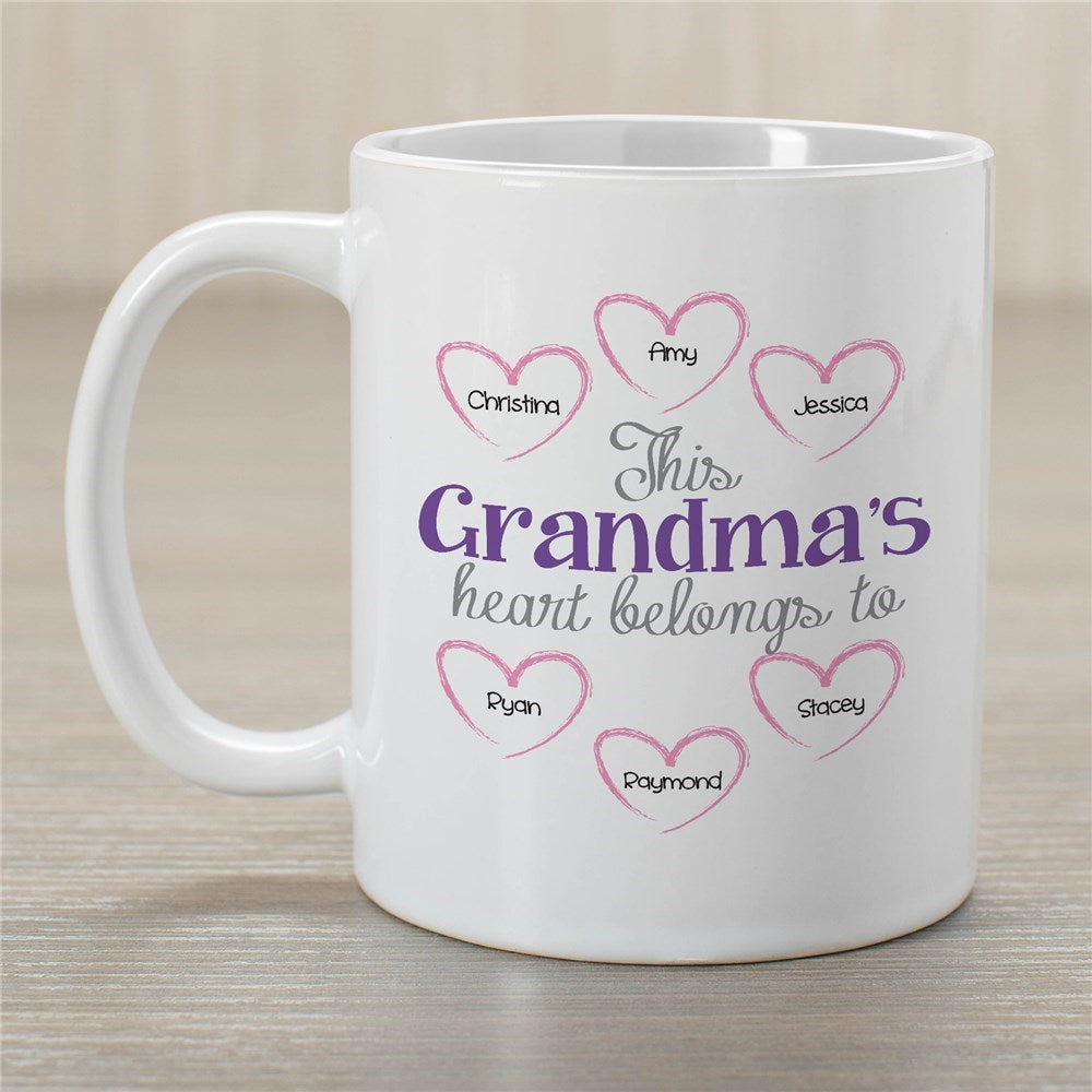 Personalized Grandmas Heart Belongs To White Coffee Mug - Sunny Jar Personalized™