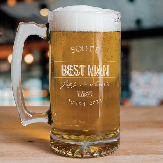 Engraved Groomsmen Glass Mug - Sunny Jar Personalized™