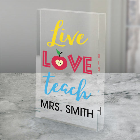 Personalized Live Love Teach Acrylic Keepsake - Sunny Jar Personalized™